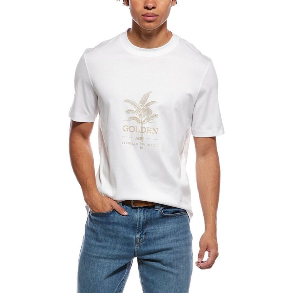 Brunello Cucinelli Mens  T-Shirt, White